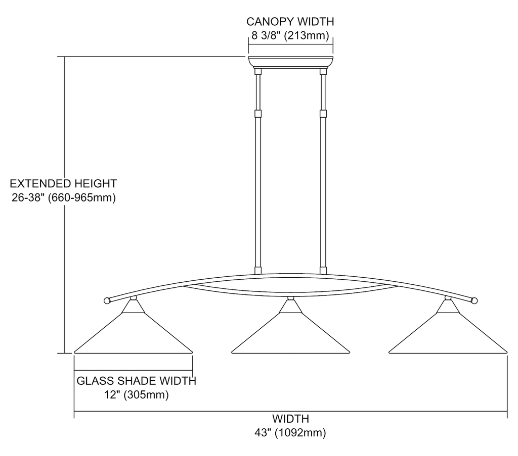 3 Light LED Island in Satin Nickel I273