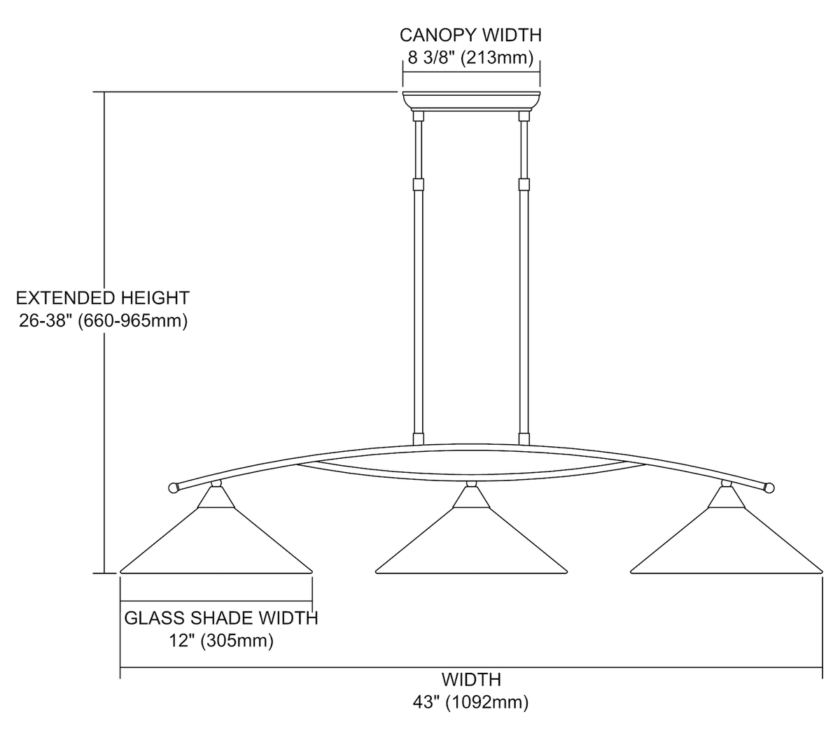 3 Light LED Island in Satin Nickel I273