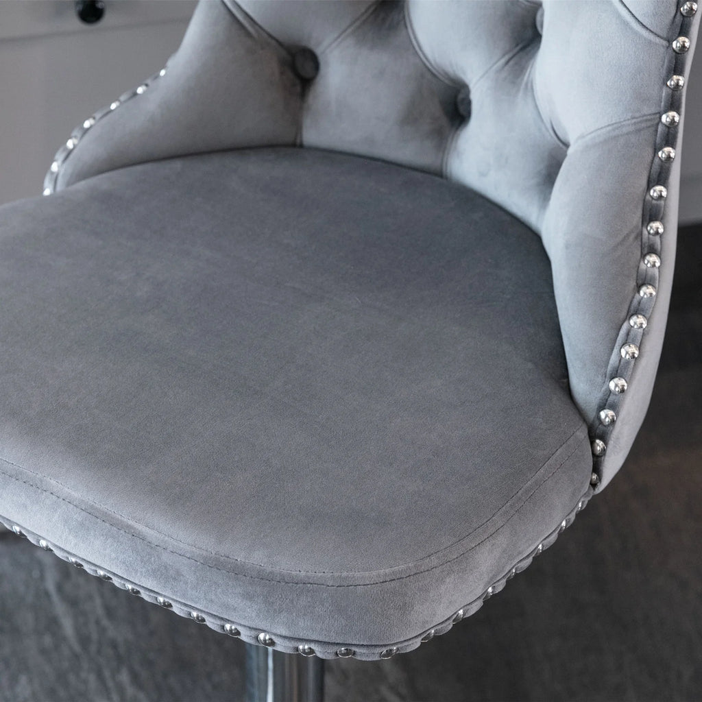 Gray Velvet Swivel Bar Stools Set of 2 with Backs G37000