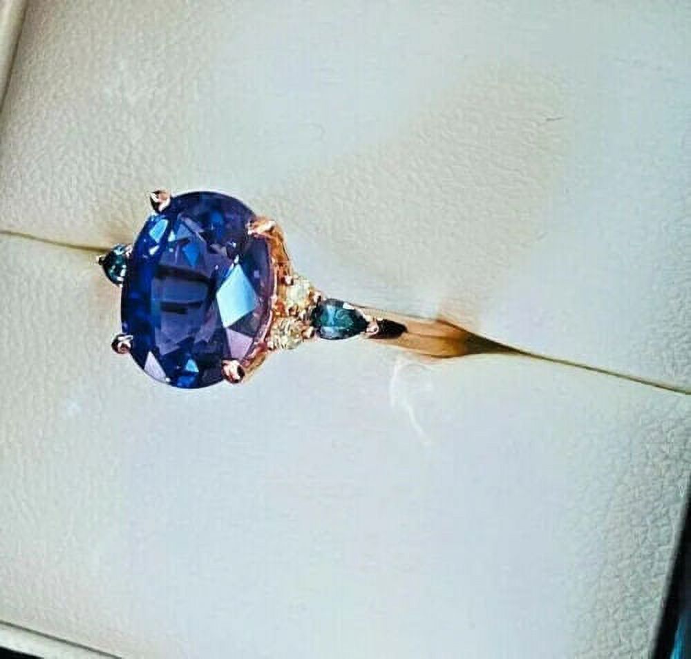 Natural Blue Tanzanite Gemstone 14k Rose Gold Ring F156