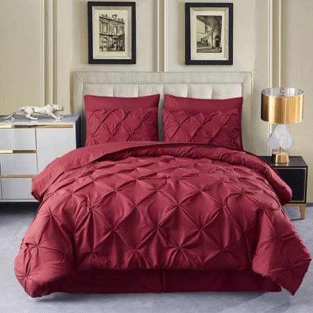 Red 8-Pieces California King Microfiber Bedding Set Q551