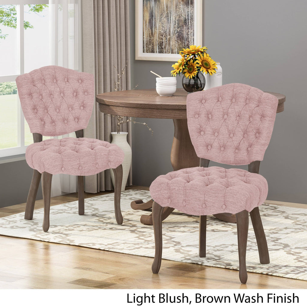 Tufted Dining Chair with Cabriole Legs Set of 2 Light Gray T946