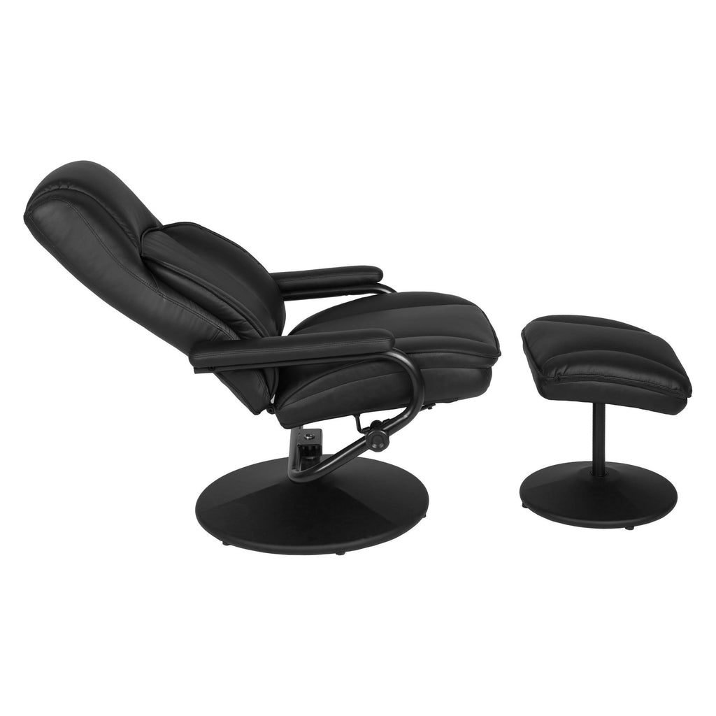 Black Swivel Recliner and Ottoman R9081