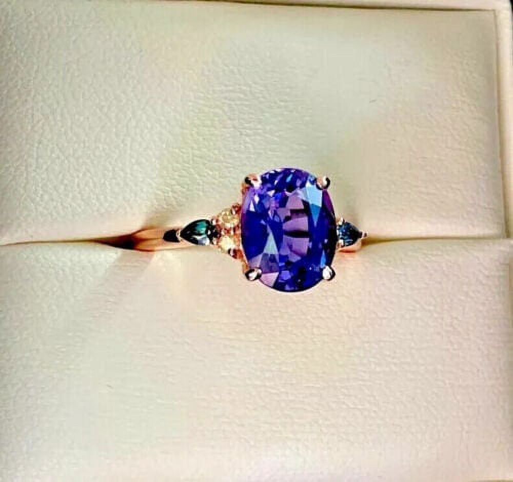 Natural Blue Tanzanite Gemstone 14k Rose Gold Ring F156