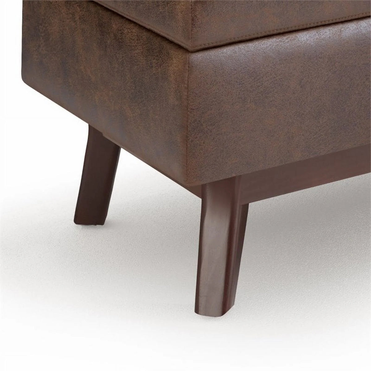Chestnut Brown Faux Leather Storage Ottoman Z700