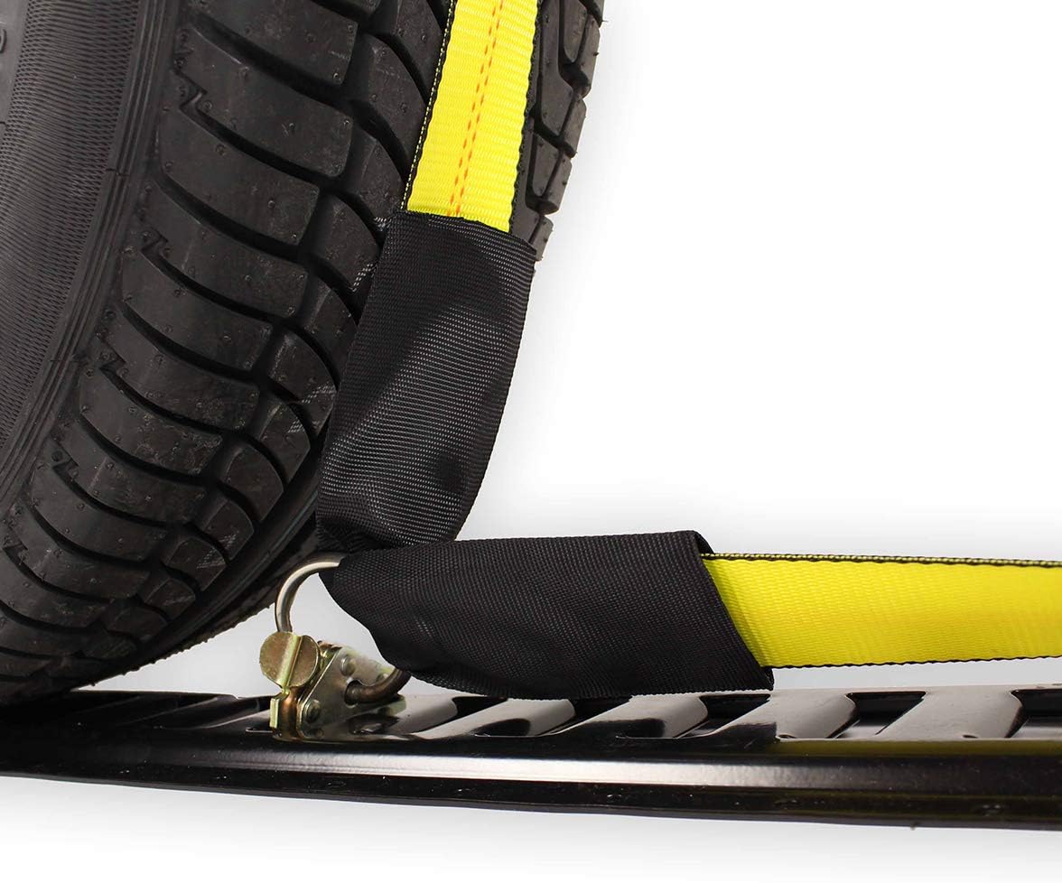 4 Wheel Straps with E-Track Fittings and 3 Rubber Blocks, 11’ x 2” Ratchet Strap, Pack of 2 X534150