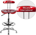 Vibrant Wine Red and Chrome Drafting Stool with Tractor Seat F431207