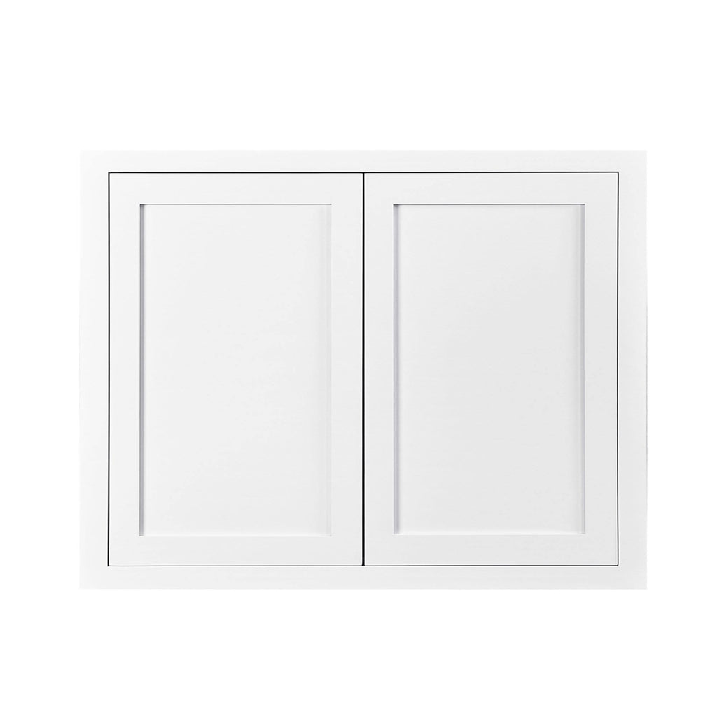 24 inch Wide 30 inch Tall 14 inch Deep Kitchen Cabinet Snow White Inset Shaker Double Door Unassembled F95629