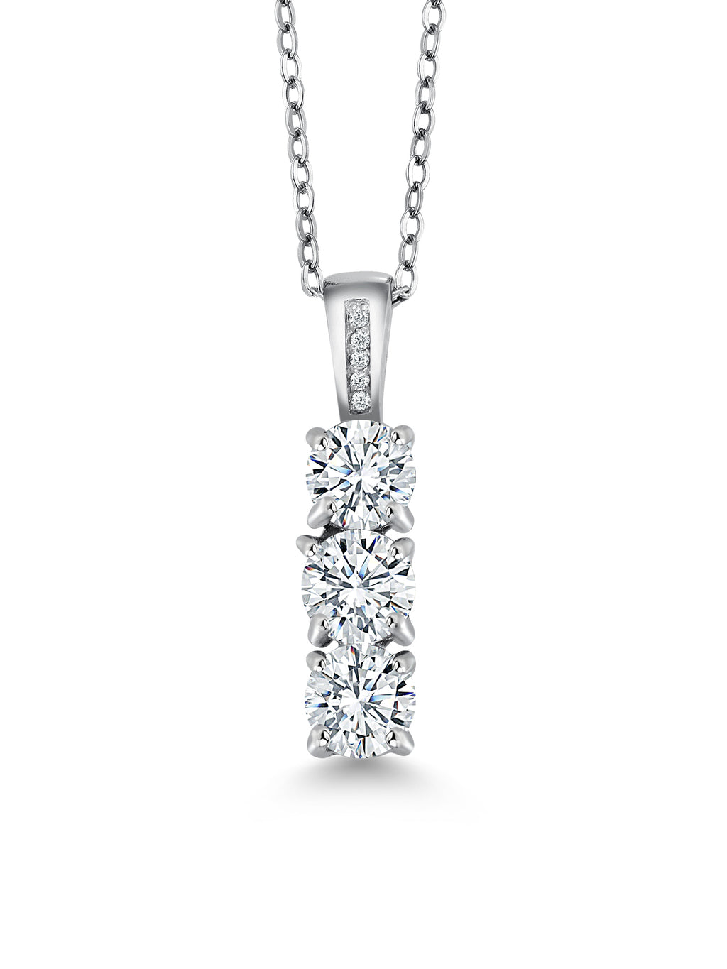 925 Sterling Silver Moissanites Tennis Bracelet Pendant Necklace Set, 6.00 Cttw, 7.25 inch, 1.54 Cttw, 18 inch Chain T732
