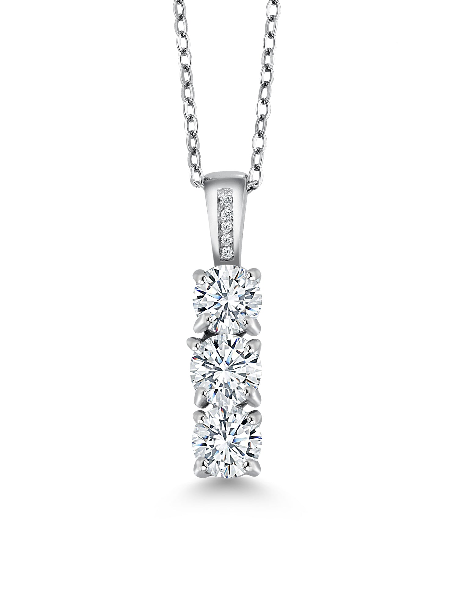 925 Sterling Silver Moissanites Tennis Bracelet Pendant Necklace Set, 6.00 Cttw, 7.25 inch, 1.54 Cttw, 18 inch Chain T732