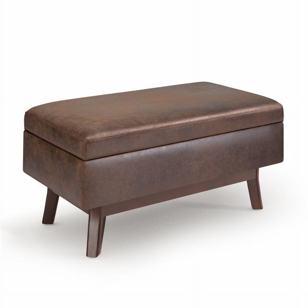 Chestnut Brown Faux Leather Storage Ottoman Z700