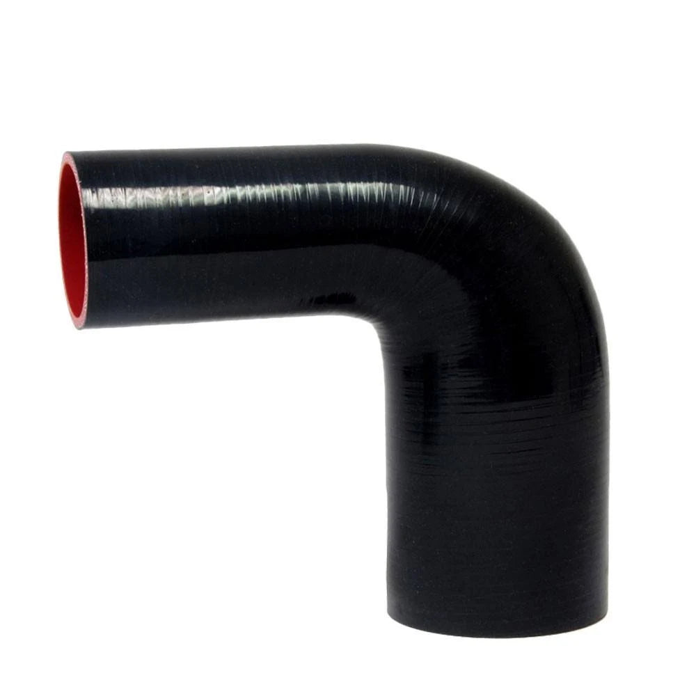 4 inch to 5 inch ID 4-Ply Reinforced Silicone 90 Degree Elbow Reducer Hose Black Z48792