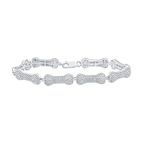 10kt White Gold Diamond Dog Bone Bracelet C67459