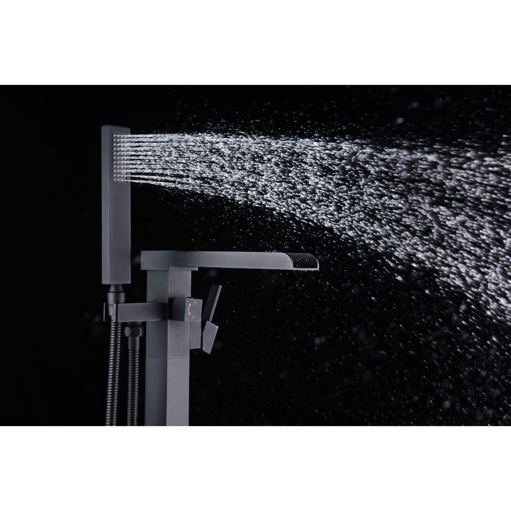 Matte Black Claw Foot Tub Faucet with Hand Shower O360