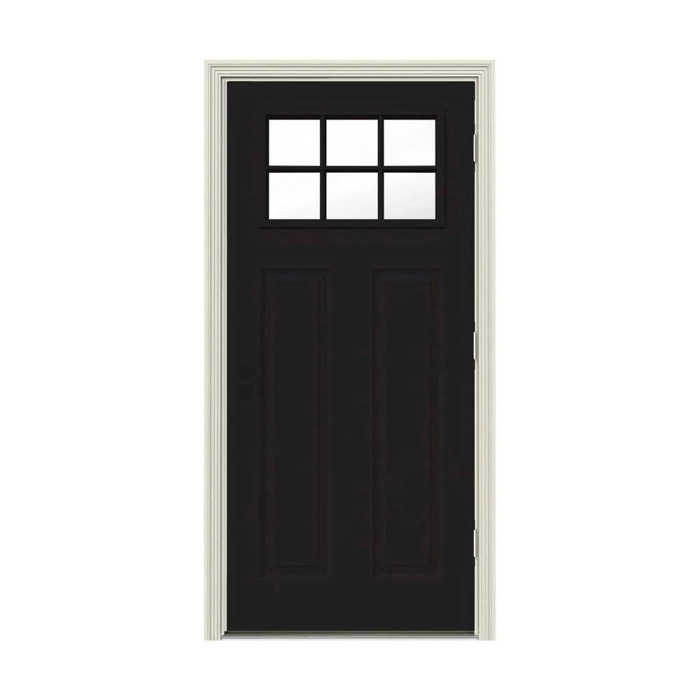 Black Painted Steel Prehung Front Door with Brickmould E40047