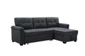 Dark Gray Fabric Reversible Sectional Sleeper Sofa Chaise with Storage K138