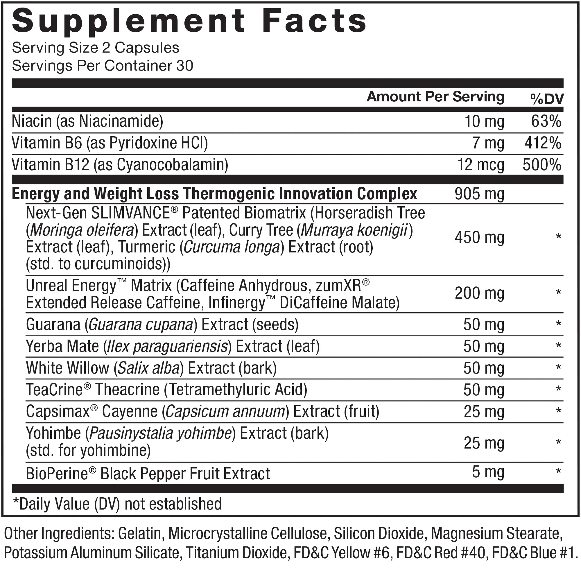 60 Count Thermogenic Fat Burner Supplement I91455