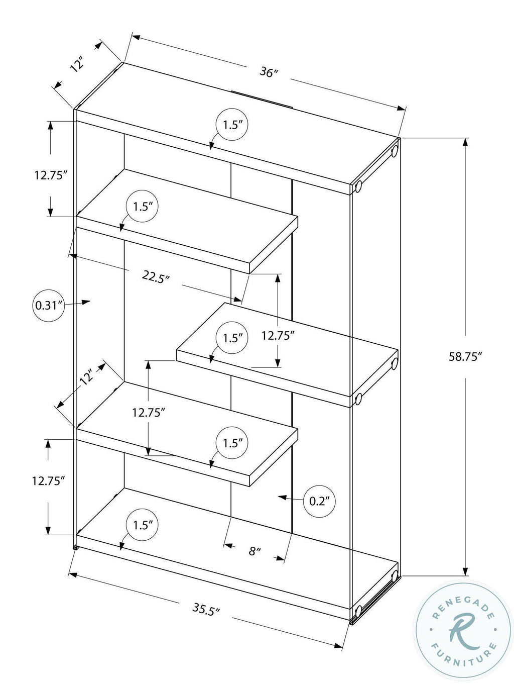 Tempered Glass Bookcase Glossy White B1133
