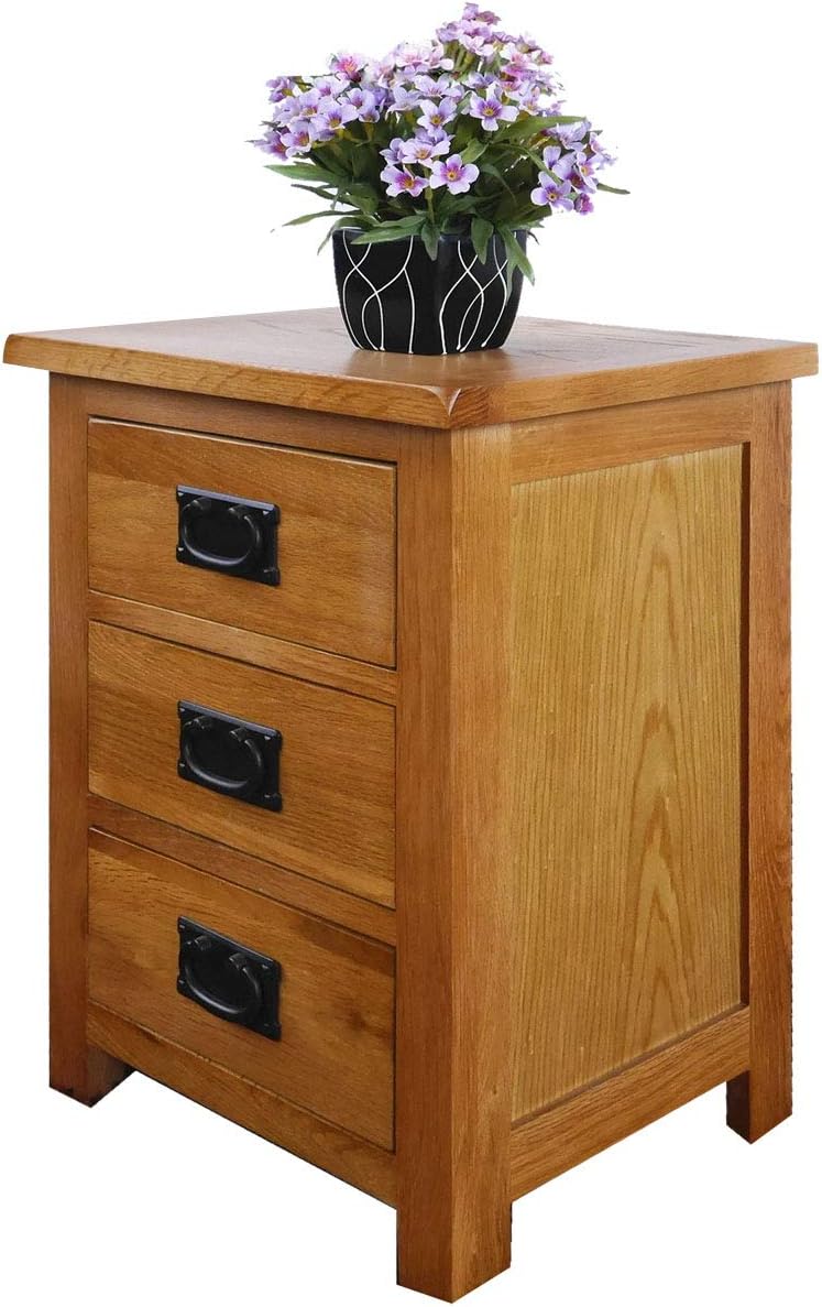 Oak Nightstand with Drawer, 3 Drawers Cabinet Board Nightstands Z824