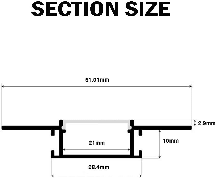 Plaster-in LED Aluminum Channel 6-Pack 3.3ft/1m with Flange for LED Strip, Drywall Aluminum Profile with Clip-in Diffuser and End Caps Z443023