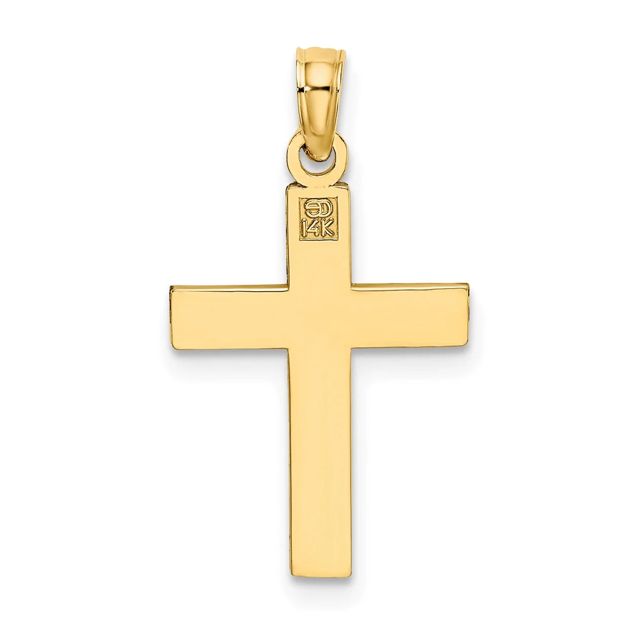 10K Yellow Gold Diamond-Cut Cross Pendant Charm with 14K Yellow Gold Rope Chain Necklace 18'' U10132