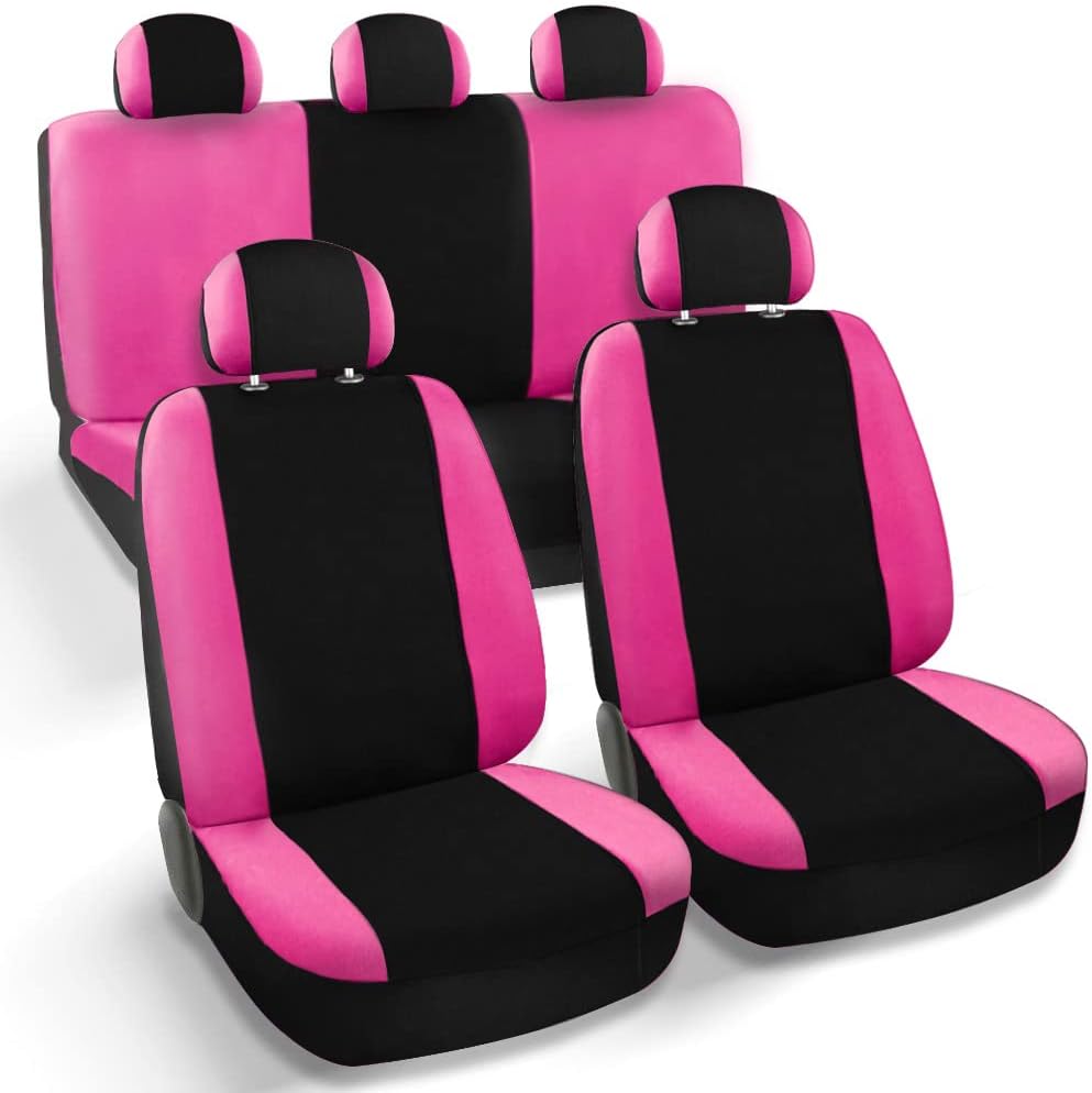 Pink Black 9pc Seat Covers E513