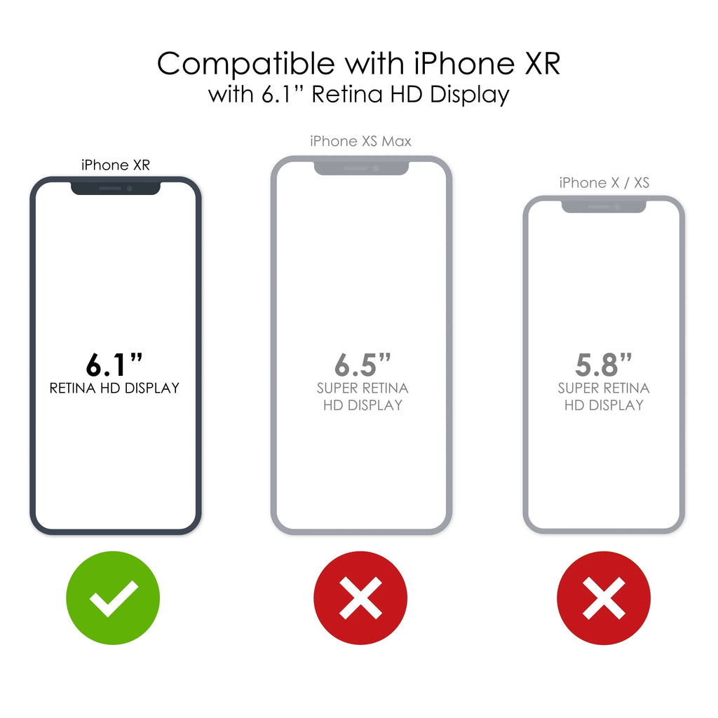 Clear Shockproof Hybrid Case for iPhone XR with TPU Bumper Acrylic Back Tempered Glass Screen Protector W484