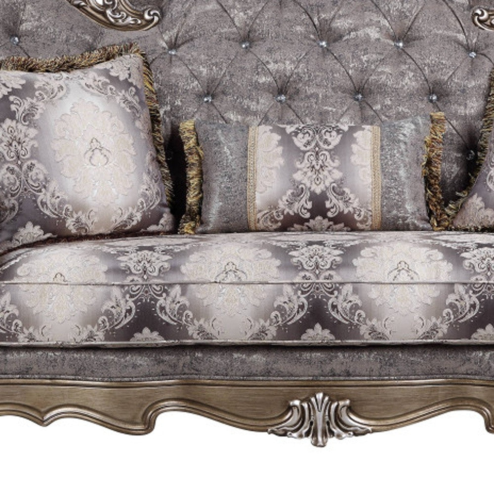 Grey Cotton Blend Love Seat Sofa with Toss Pillows C297524