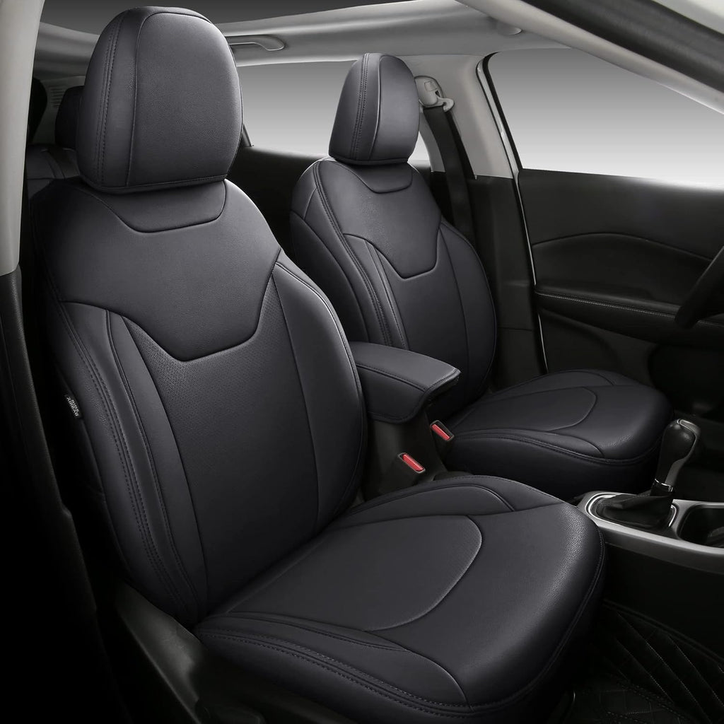 Black Faux Leather Car Seat Covers Full Set for Jeep Cherokee F484