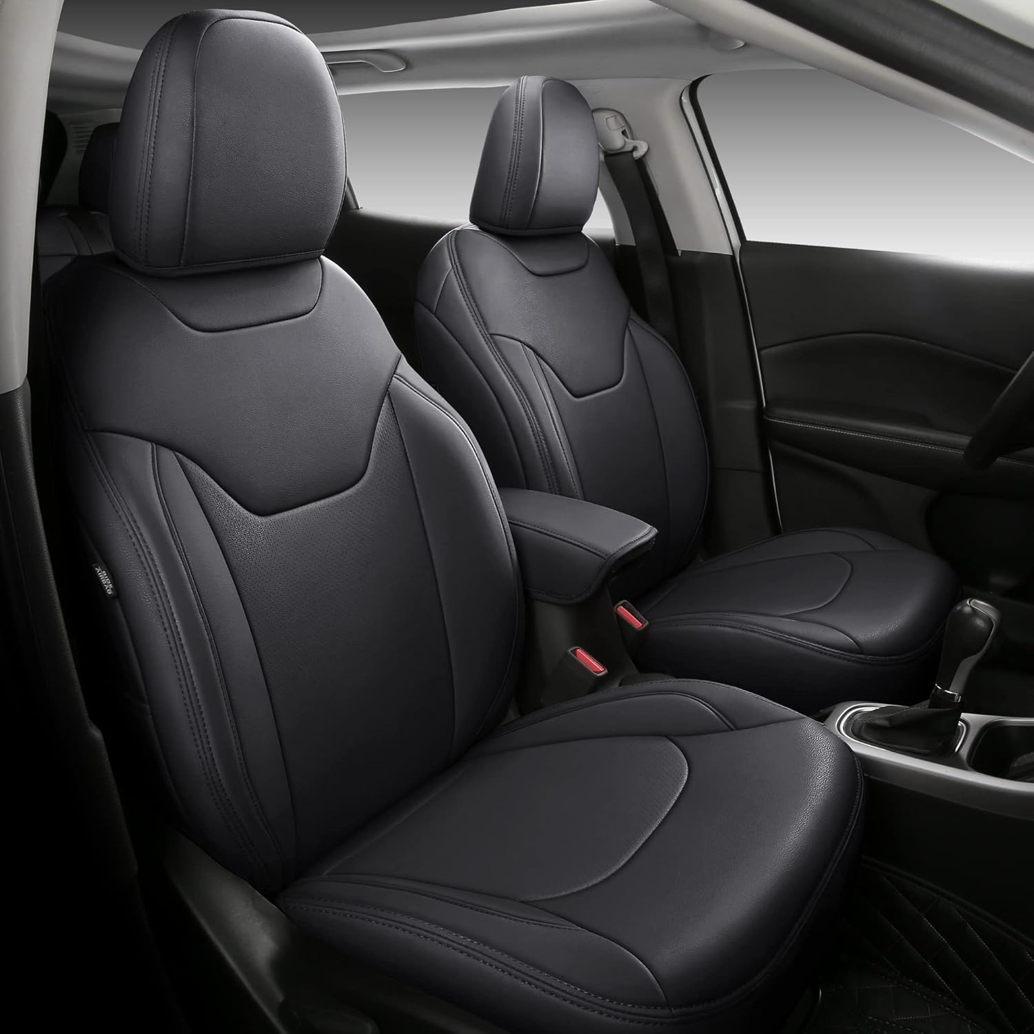 Black Faux Leather Car Seat Covers Full Set for Jeep Cherokee F484