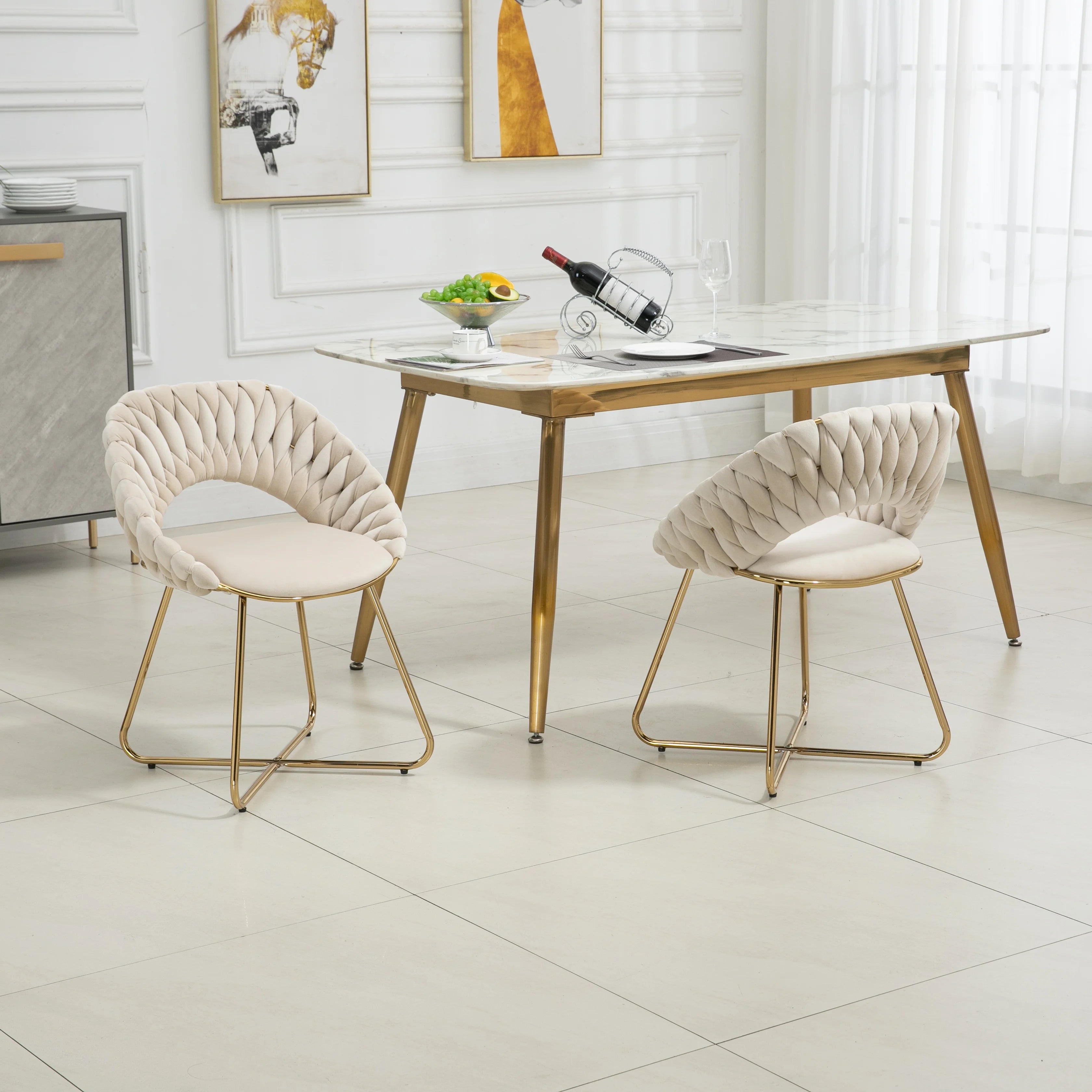 Velvet Accent Chairs Set of 2 with Gold Legs T29865