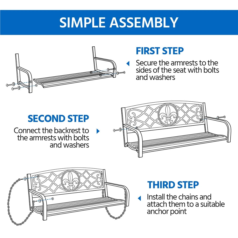 Black Iron Porch Swing V94333