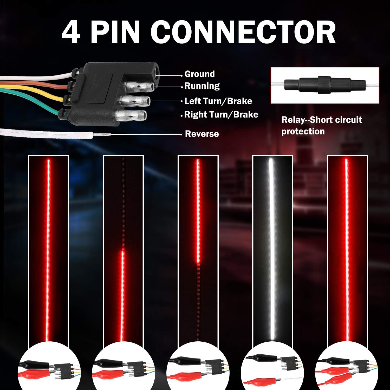 60 Inch Quad Row LED Truck Bed Light Strip, Red Brake/Running, Pack of 2 A677427