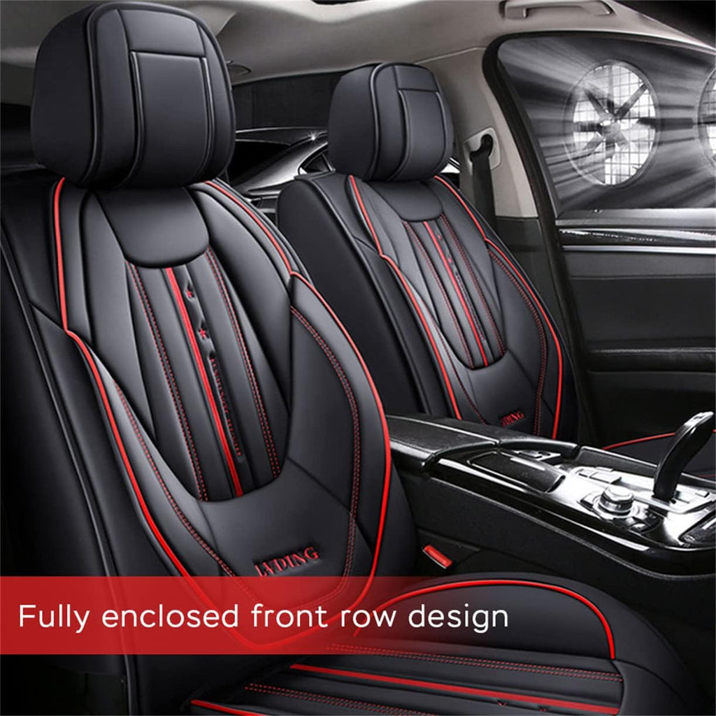Waterproof PU Leather Car Seat Covers for Front and Rear Seats, Black E8995