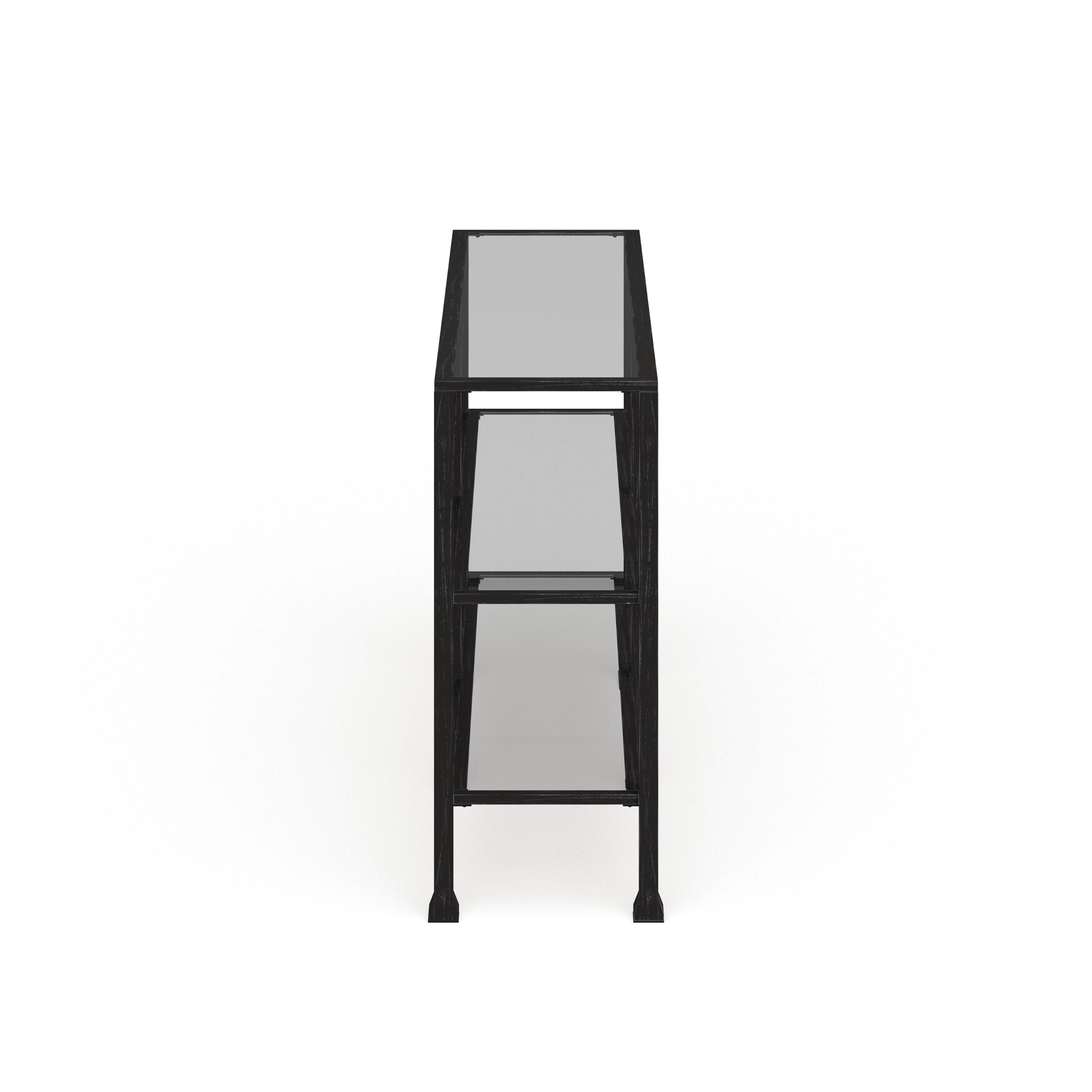 Distressed Black Metal and Glass 3-Tier Console Table Q6440