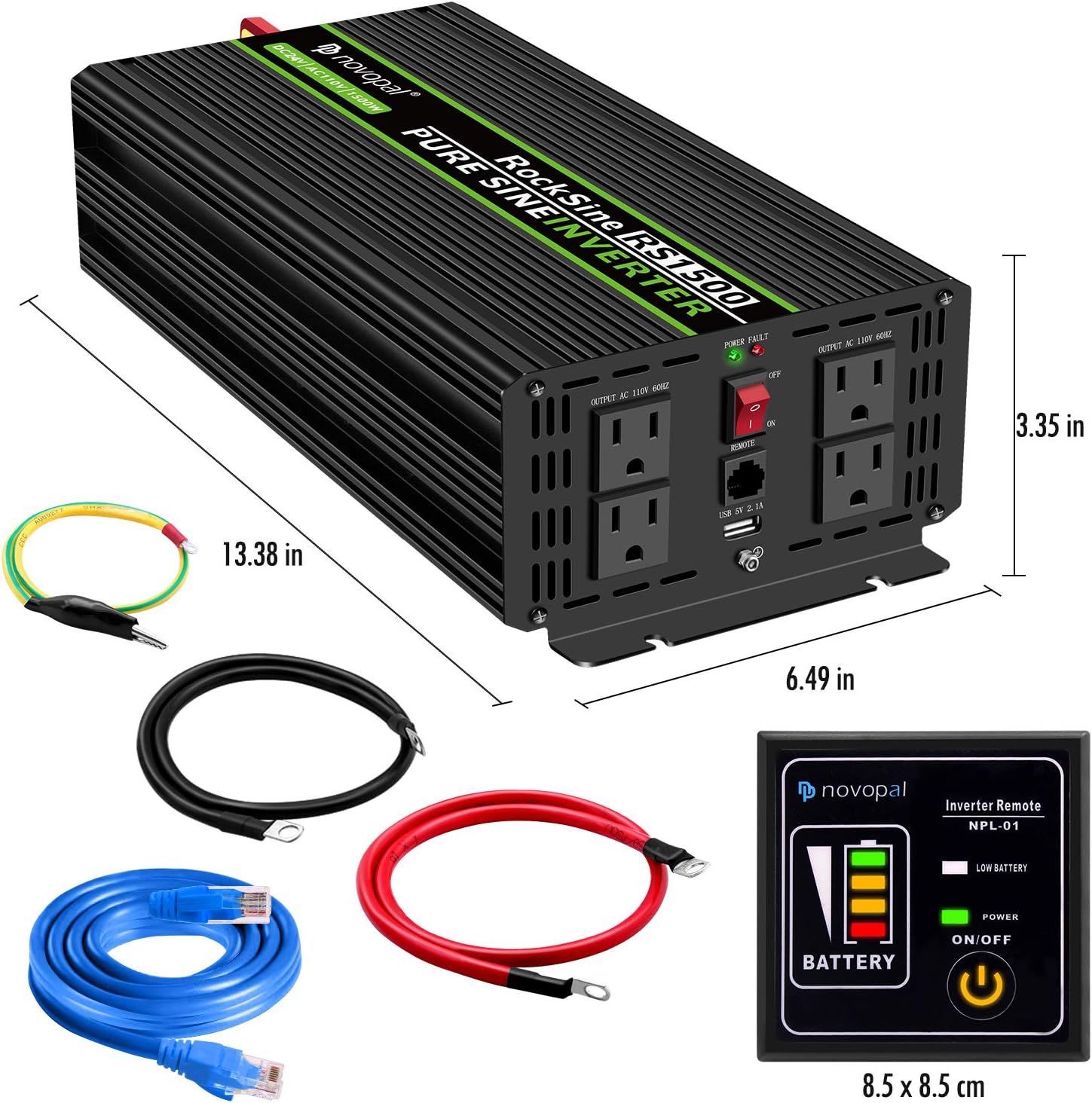 1500 Watt 24V Pure Sine Wave Inverter with 4 AC Outlets M676640