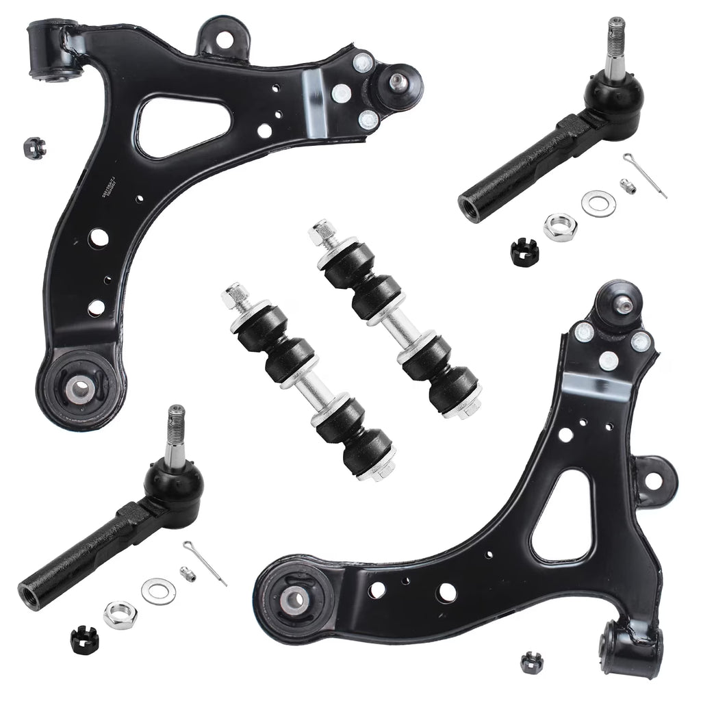 6pc Front End Control Arms Kit with Ball Joint Tie Rods Sway Bars H588