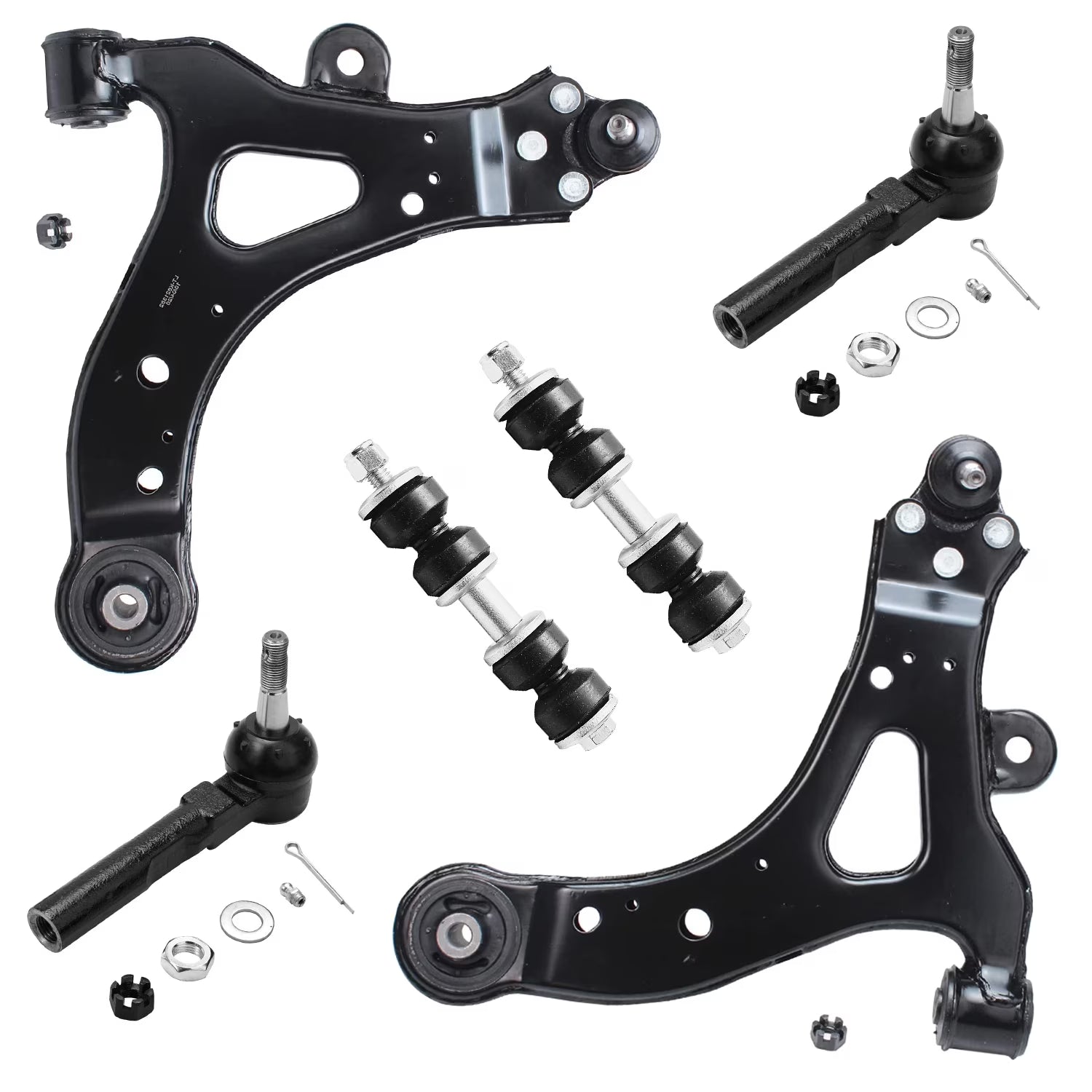 6pc Front End Control Arms Kit with Ball Joint Tie Rods Sway Bars H588