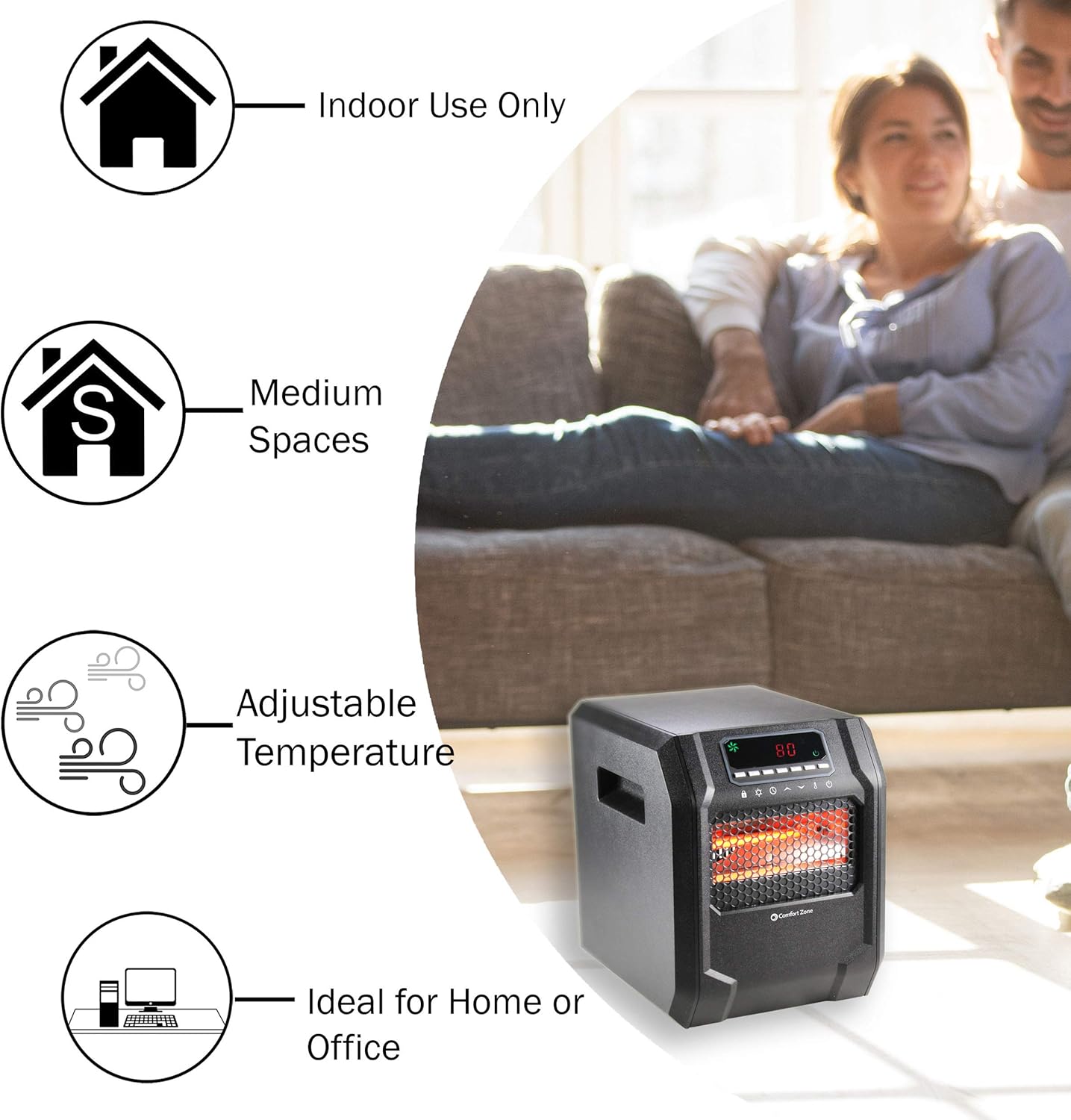 Black Quartz Infrared Space Heater with Remote Control W644