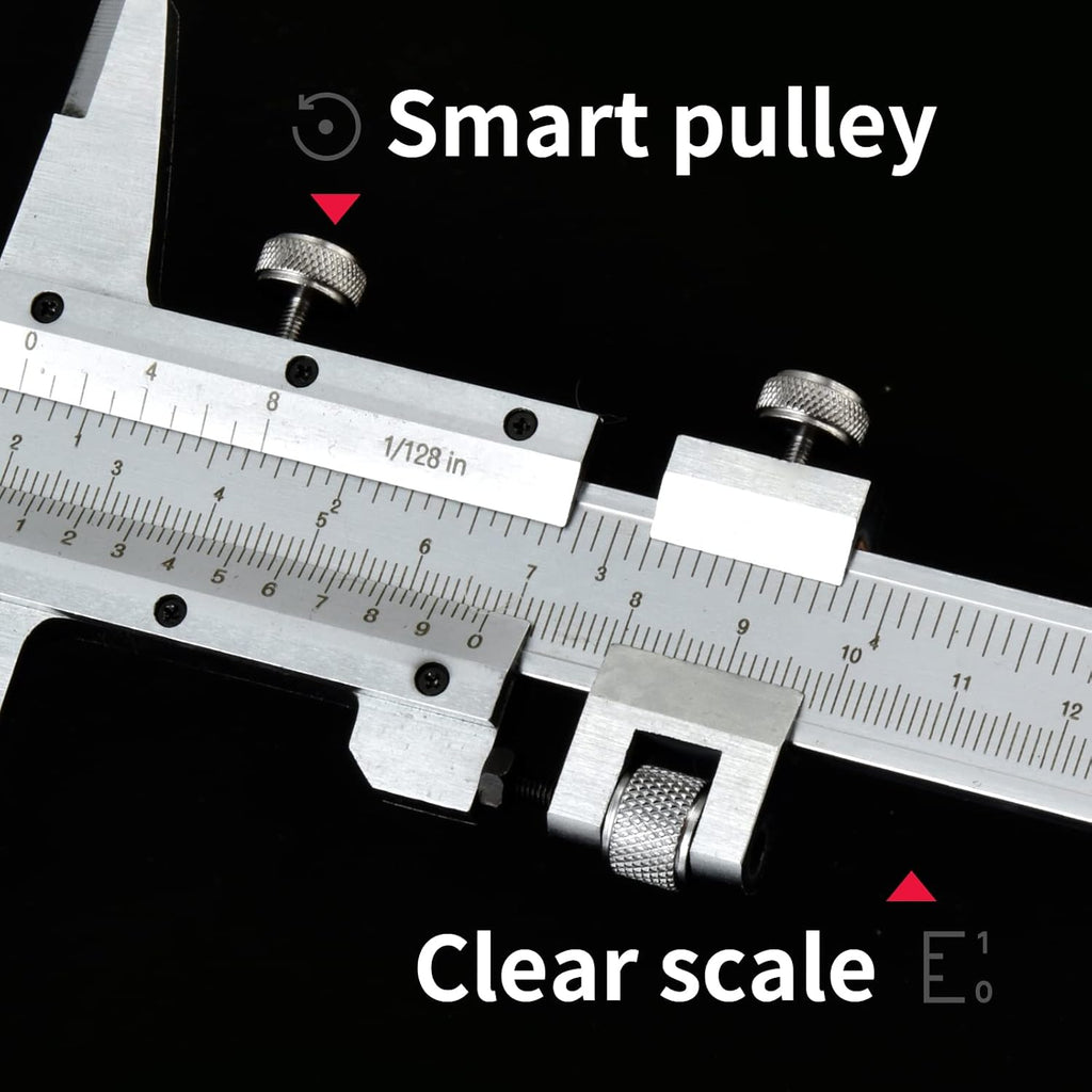 High-Precision All-Metal Vernier Caliper, Inch/Metric, 0-12"/0-300mm, Pack of 2 E27355