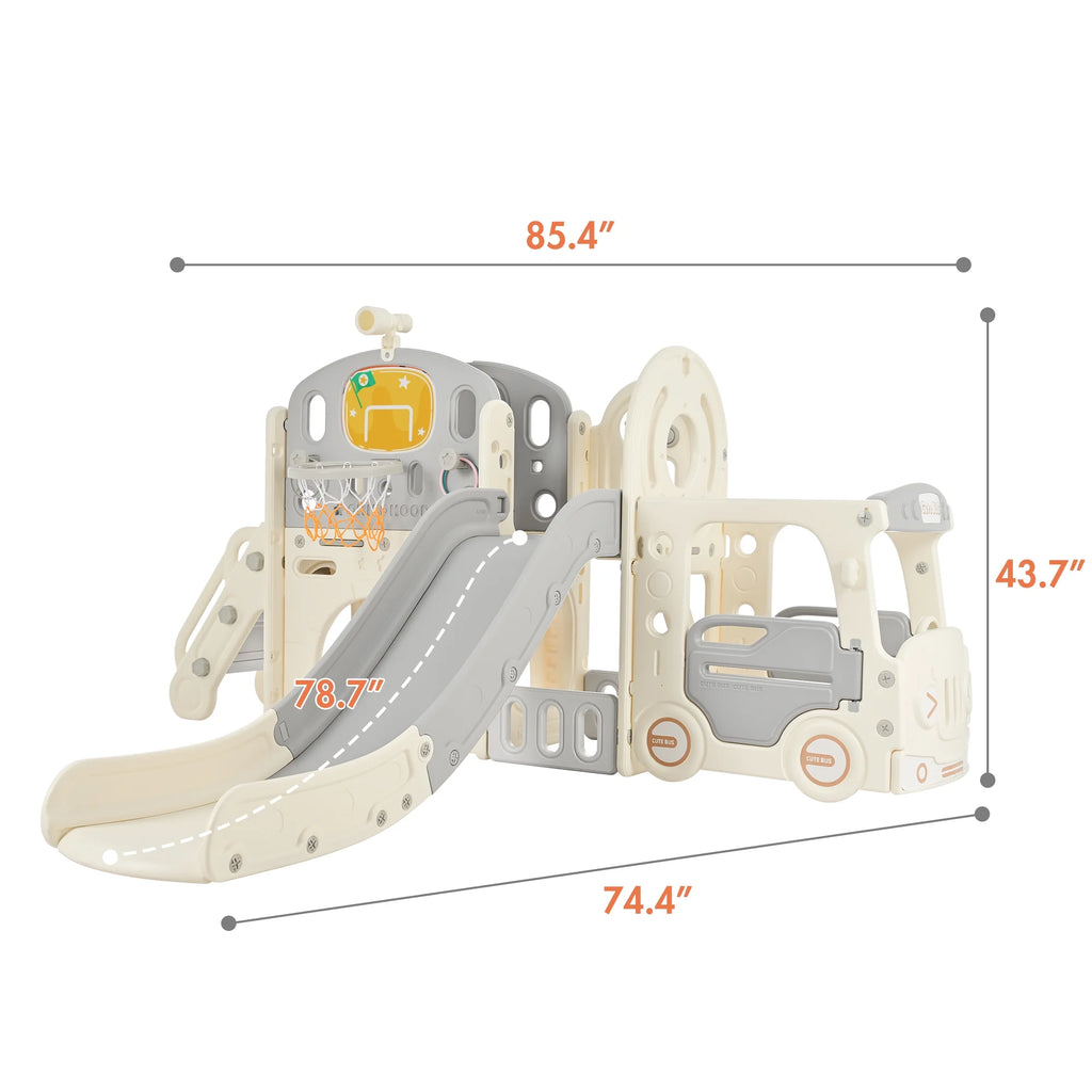 9 in 1 Kids Slide Playset with Basketball Hoop X672