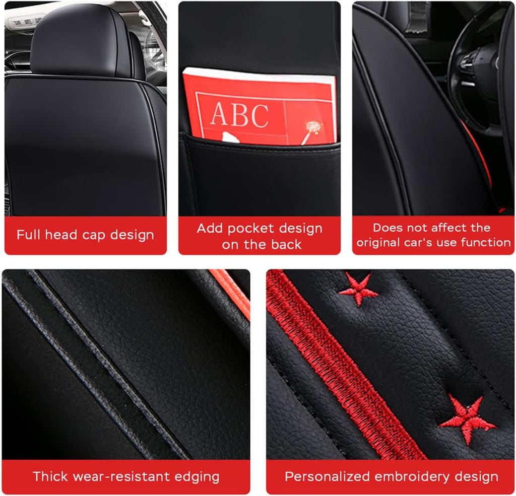 Waterproof PU Leather Car Seat Covers for Front and Rear Seats, Black E8995