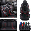Waterproof PU Leather Car Seat Covers for Front and Rear Seats, Black E8995