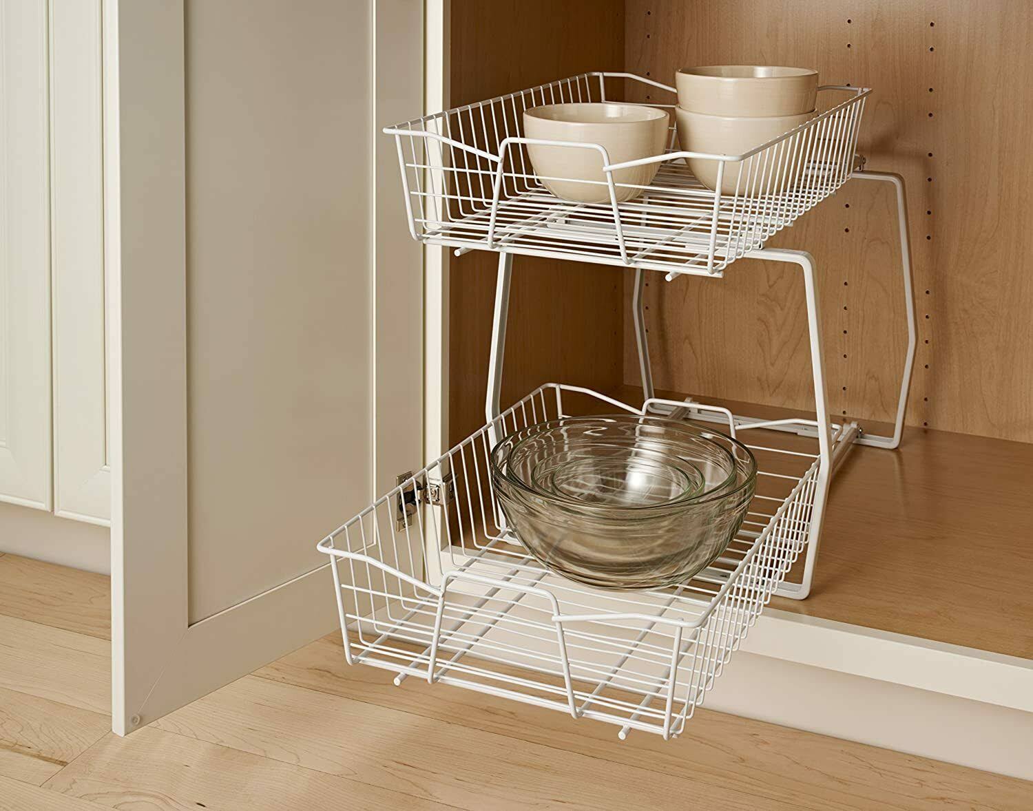 White 2 Tier Kitchen Cabinet Organizer D191366
