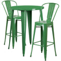 Round Green Metal Bar Table Set with 2 Stools K24398