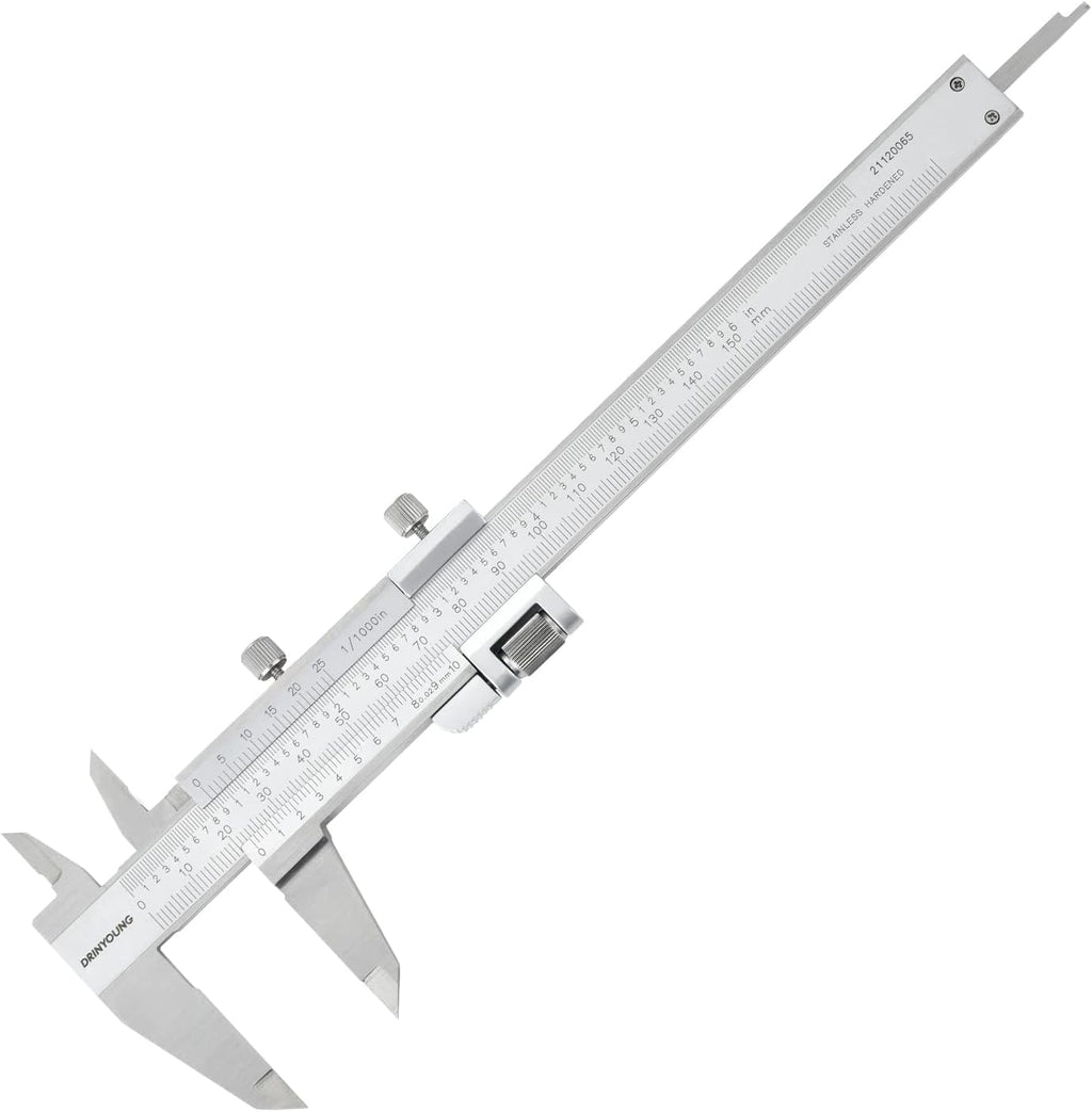 High-Precision All-Metal Vernier Caliper, Inch/Metric, 0-12"/0-300mm, Pack of 2 E27355