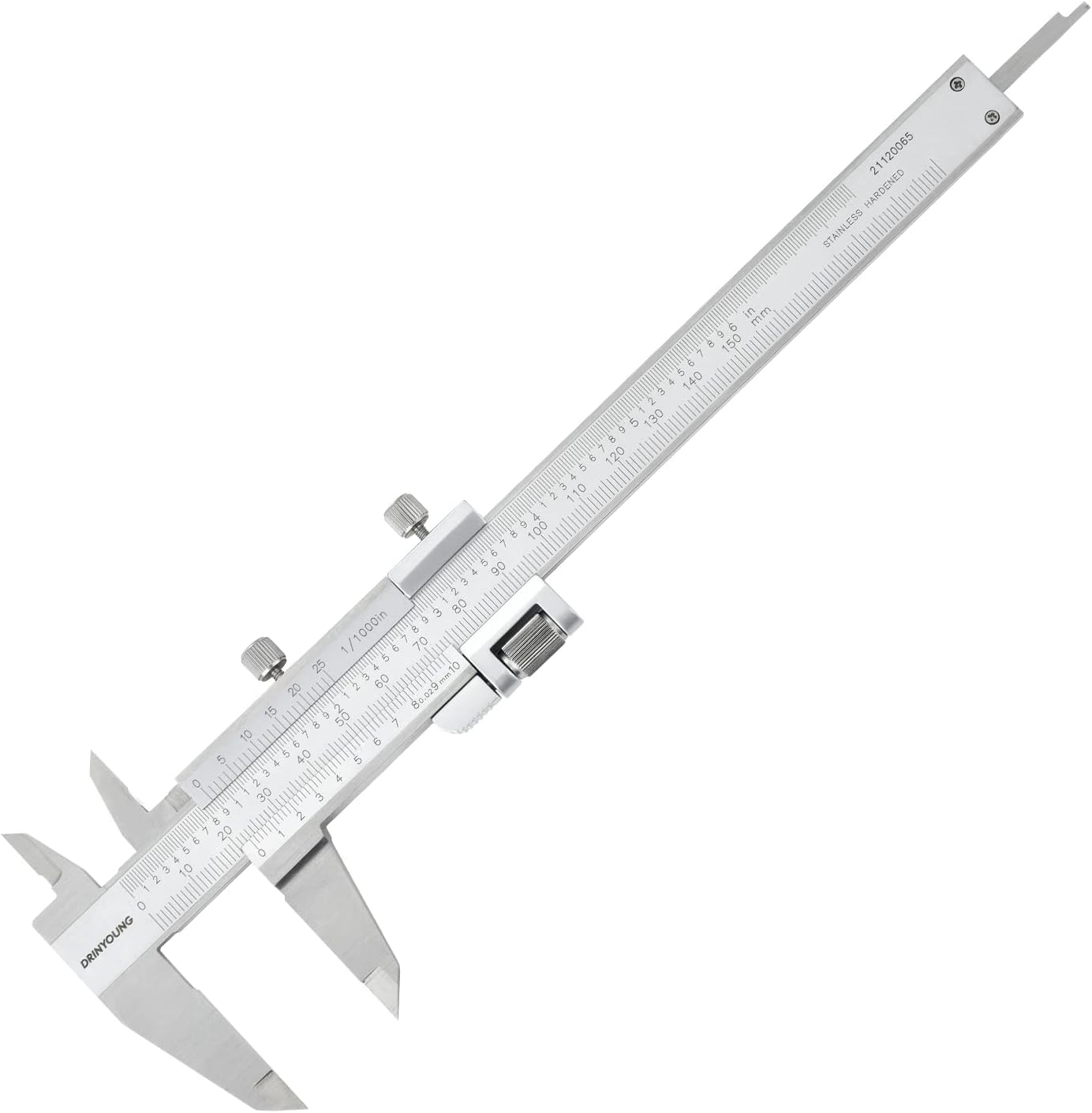 High-Precision All-Metal Vernier Caliper, Inch/Metric, 0-12"/0-300mm, Pack of 2 E27355