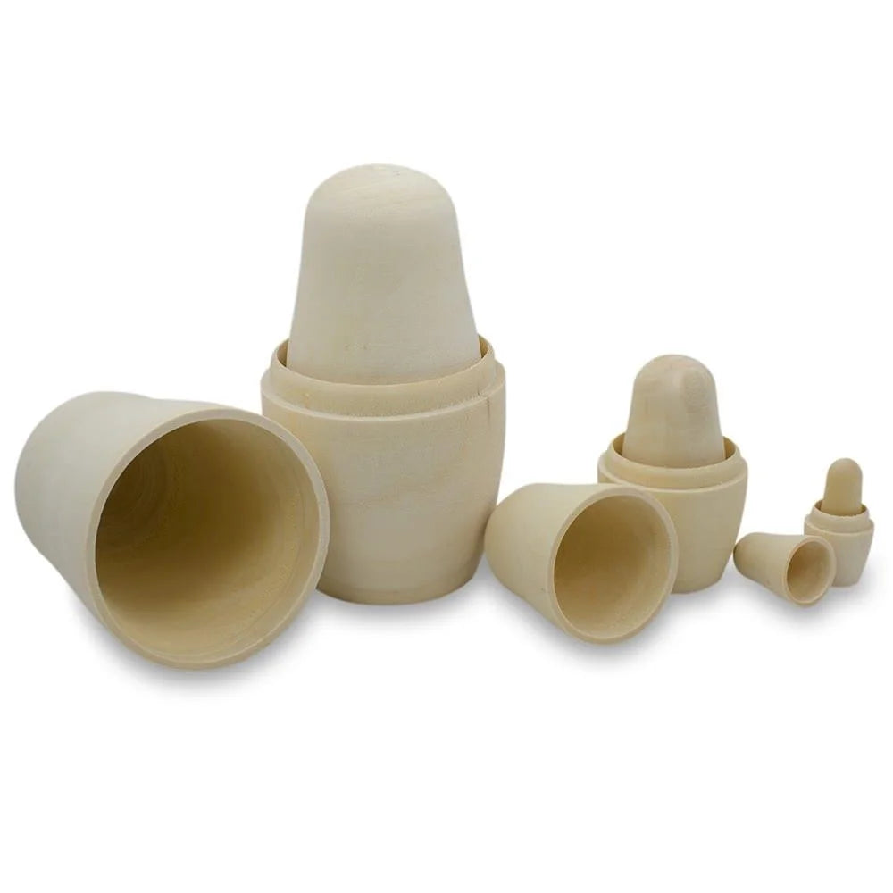 Set of 6 Unfinished Wooden Nesting Dolls 5.5 Inches P720053