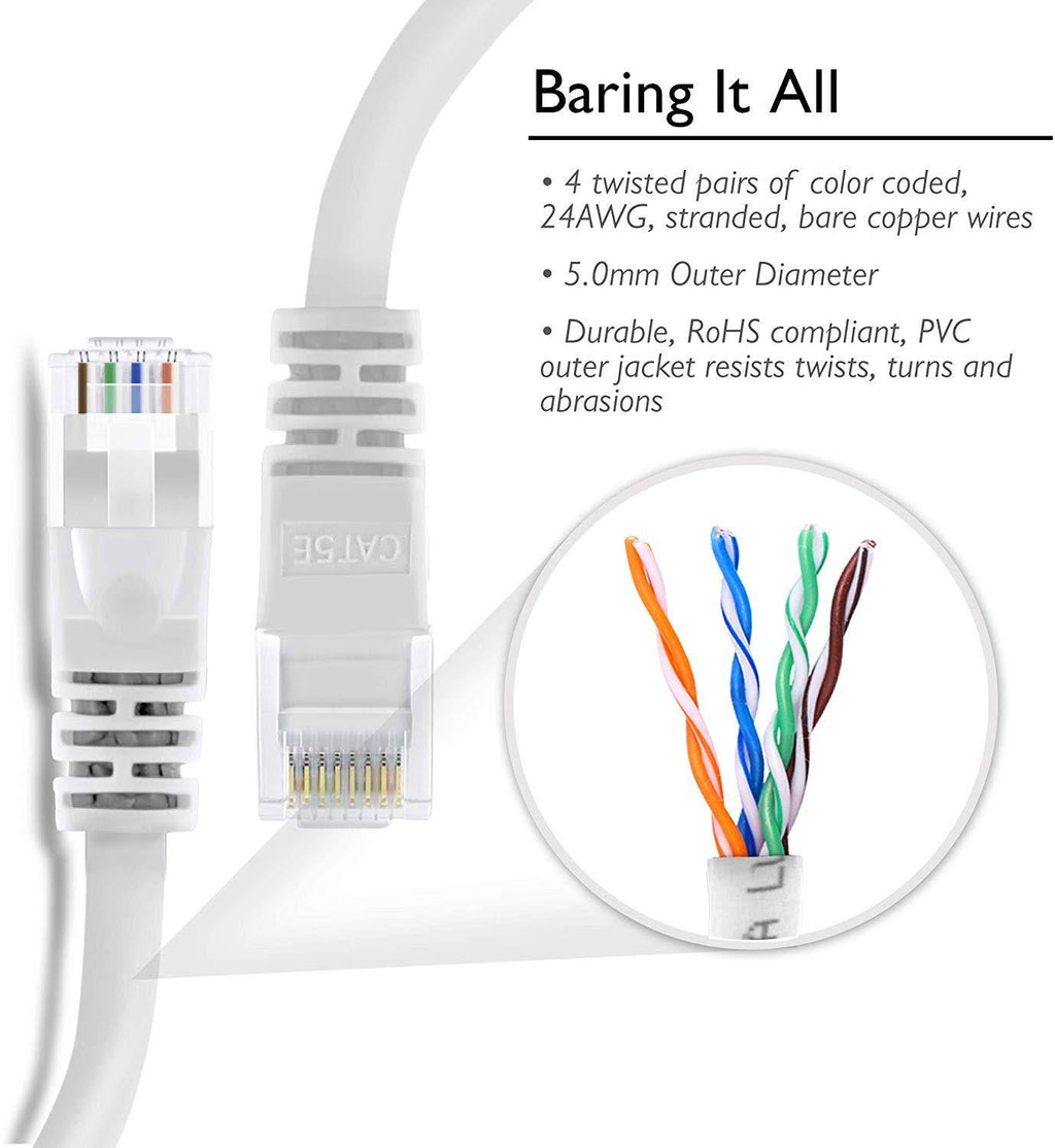 100-Pack Cat 6 Ethernet Cable White 0.5 Feet D730