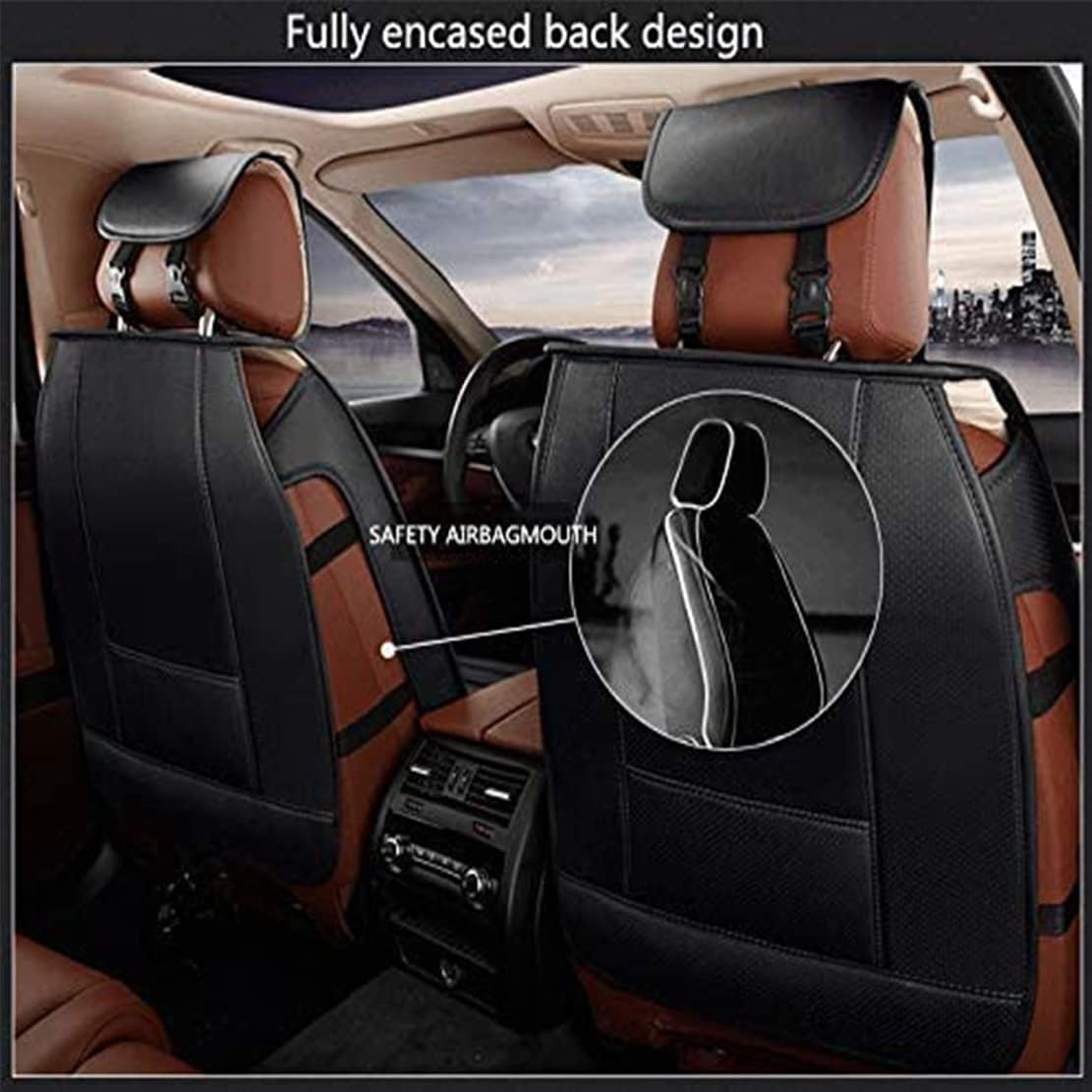Waterproof PU Leather Car Seat Covers for Front and Rear Seats, Black E8995
